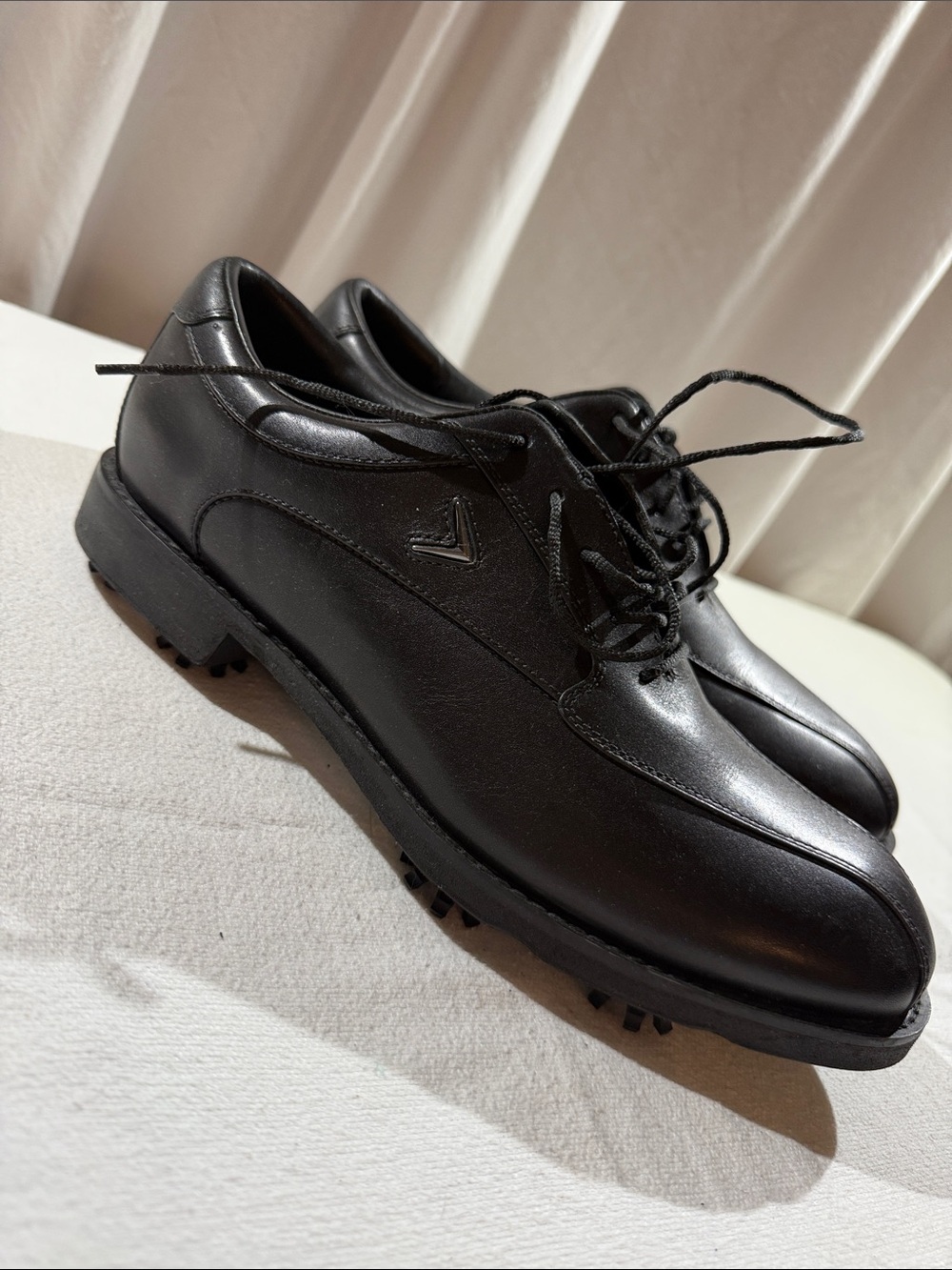 Callaway Men's Black Lace-Up Leather Golf Shoes